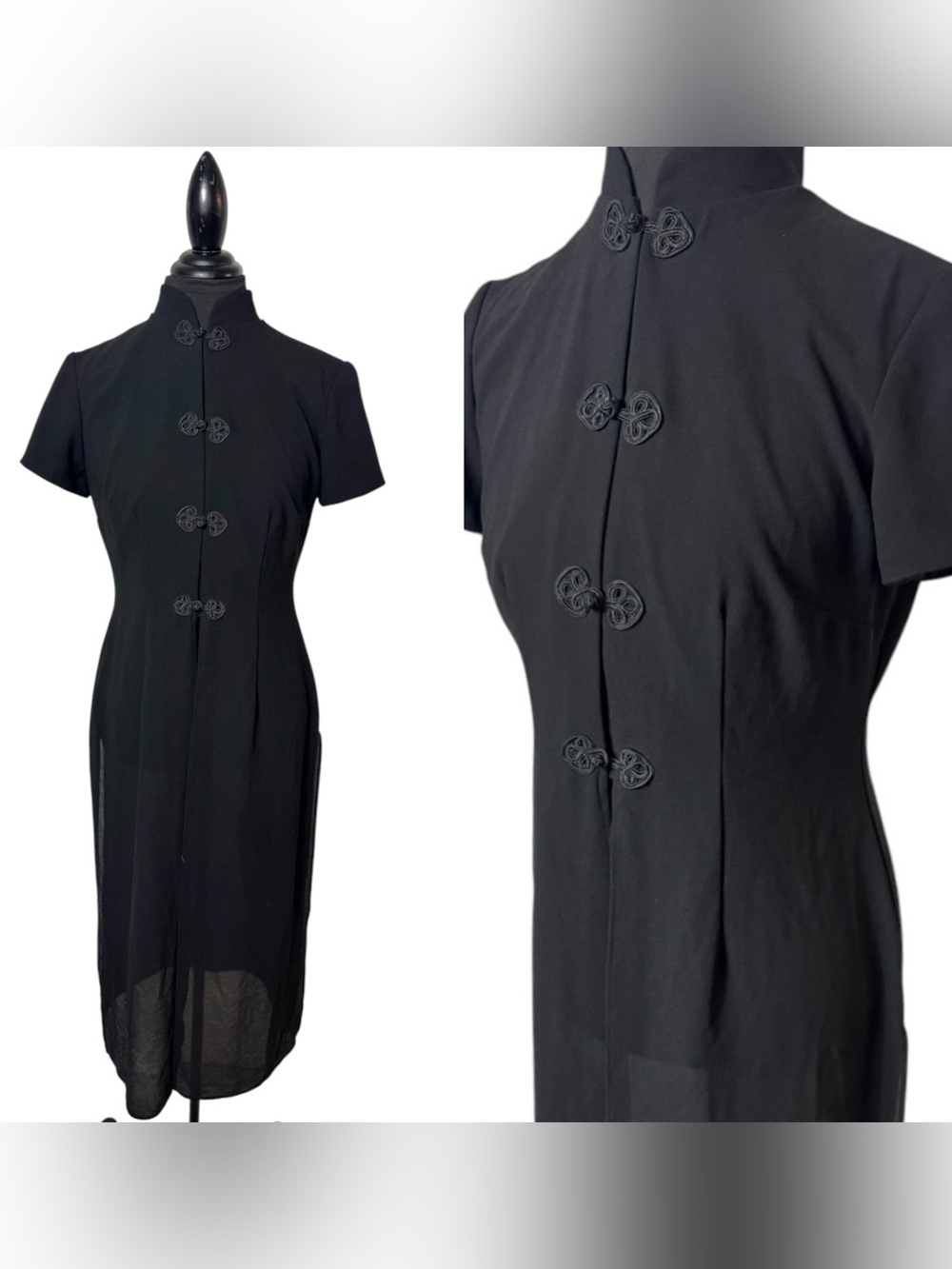 Sheri Martin Black Mandarin-Collar Tunic
